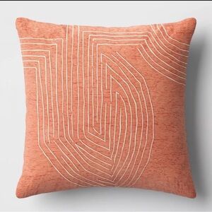 2 THRESHOLD NWT Geometric Metallic EmbroideryVelvet Throw Pillow -Terracotta